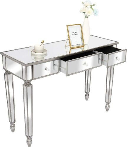 VINGLI Mirrored Vanity Desk with 3 Drawers