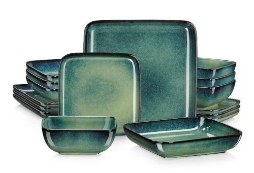 MALACASA Stern 16-Piece Green Stoneware Dinnerware Set (Service for 4)