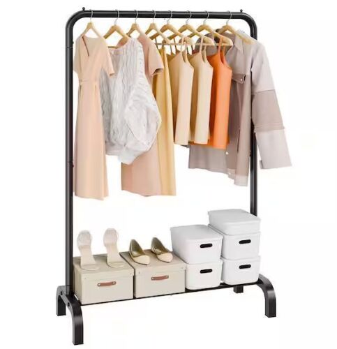 Heavy Duty Clothing Garment Rack with Hanging Rod and Bottom Storage Area