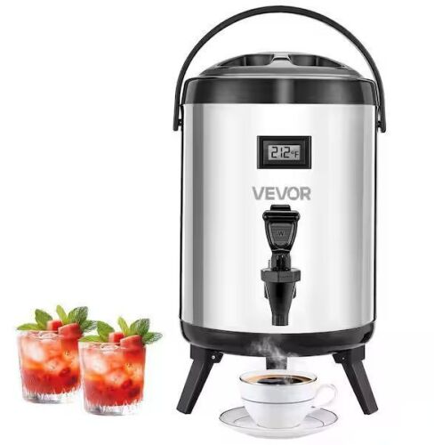 VEVOR Insulated Beverage Dispenser 1. 5Gal, Stainless Steel with Spigot & Temp Display