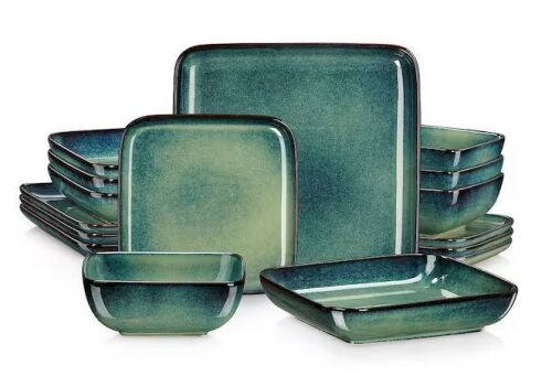 MALACASA Stern 16-Piece Green Stoneware Dinnerware Set (Service for 4)