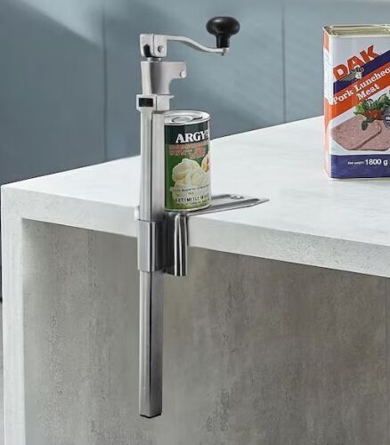 Commercial Can Opener, Heavy-Duty Manual Tabletop, Height-Adjustable, Stainless Blade, Fits Cans up to 11.8 in.