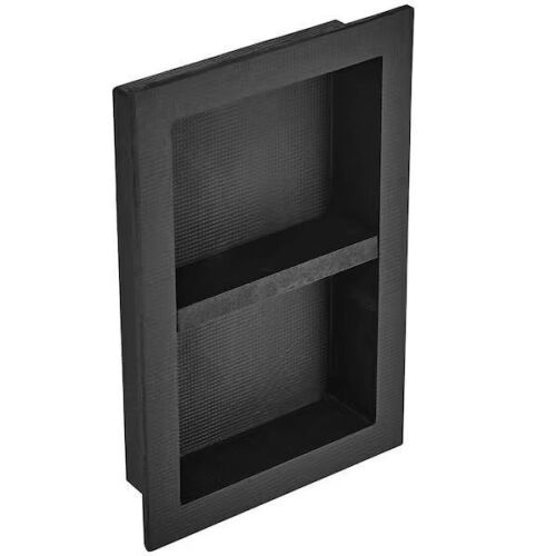 16 in. W x 24 in. H x 3.5 in. D Shower Niche Ready for Tile Double Shelf Organizer in Black