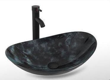 Black Vessel Sink with Faucet