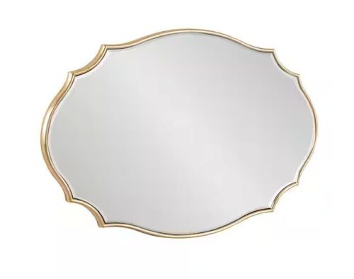 Kate and Laurel Leanna 24 in. H x 18 in. W Modern Oval Gold Framed Accent Wall Mirror