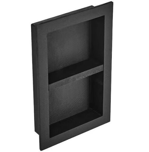 16 in. W x 24 in. H x 3.5 in. D Shower Niche Ready for Tile Double Shelf Organizer in Black