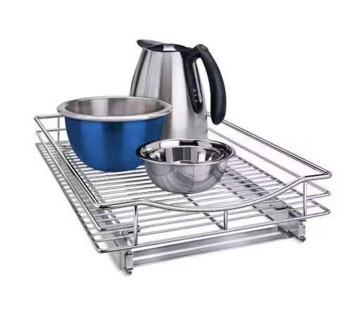 Pull Out Under Cabinet Sliding Shelf - 14 in. Wide x 21 in. Deep - Chrome