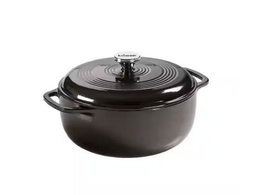 Lodge Enamelware 6 qt. Round Cast Iron Dutch Oven in Midnight with Lid
