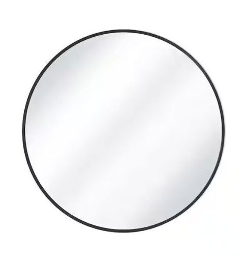 36 in. W x 36 in. H Round Aluminum Alloy Framed Black Wall Mirror