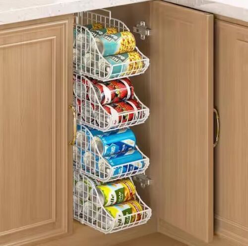 4-Pack Stackable Canned Food Organizer with Handles for Pantry Shelves