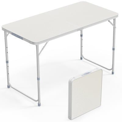 VINGLI 4FT Folding Table with Carrying Handle, Height Adjustable