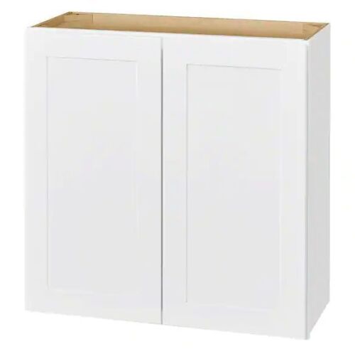 Hampton Bay Avondale 36 in. W x 12 in. D x 30 in. H Ready to Assemble Plywood Shaker Wall Kitchen Cabinet in Alpine White