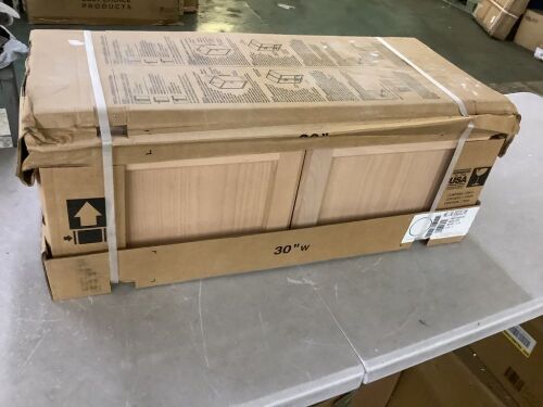 Hampton Assembled 30x12x12 in. Wall Bridge Kitchen Cabinet in Unfinished Beech