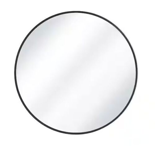 36 in. W x 36 in. H Round Aluminum Alloy Framed Black Wall Mirror