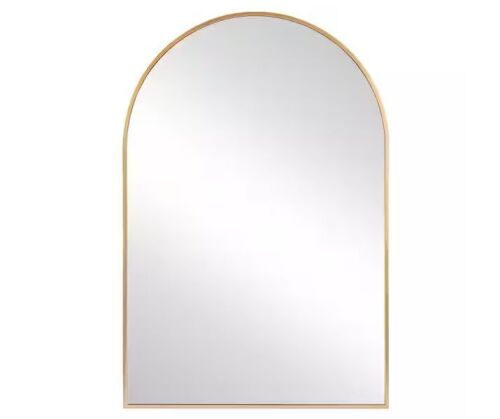 24 in. W x 36 in. H Arched Gold Aluminum Alloy Framed Wall Mirror