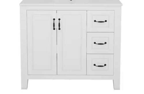 Puluomis 36 in. W x 18 in. D x 33 in. H Single Sink Bath Vanity in White - No Sink Top