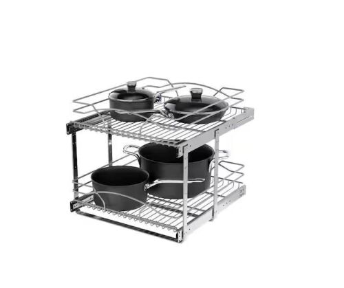 Rev-A-Shelf Chrome Steel 21 in. 2-Tier Pullout Basket with Soft-Close