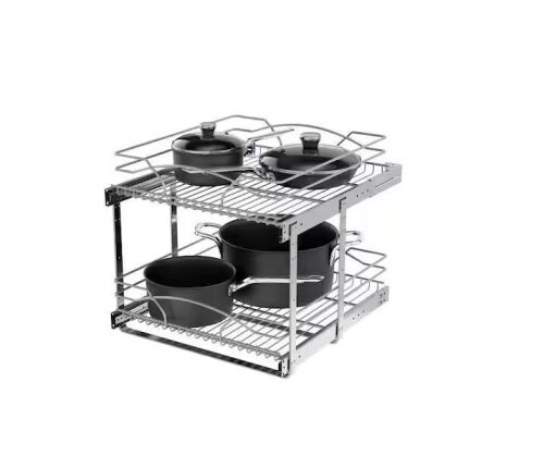 Rev-A-Shelf Chrome Steel 21 in. 2-Tier Pullout Basket with Soft-Close