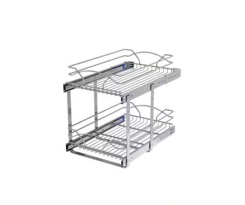 Rev-A-Shelf Chrome Steel 15 in. 2-Tier Pullout Basket with Soft-Close