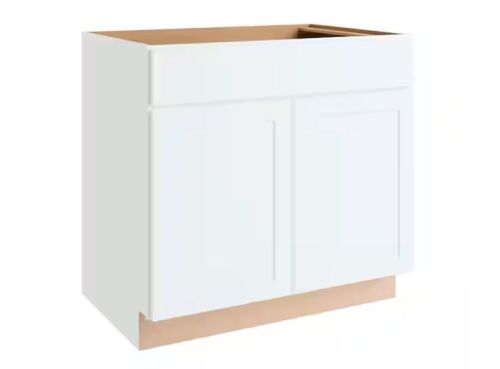 Hampton Bay Courtland 36 in. W x 24 in. D x 34.5 in. H Assembled Shaker Base Kitchen Cabinet in Polar White