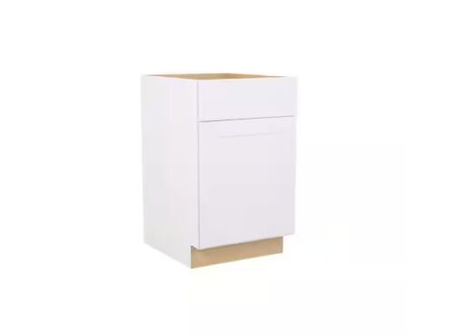 Hampton Bay Shaker 21 in. W x 24 in. D x 34.5 in. H Assembled Base Kitchen Cabinet in Satin White