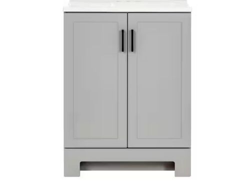 Glacier Bay Oakley 25 in. Single Sink Pearl Gray Freestanding Bath Vanity - No Top