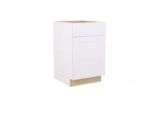 Hampton Bay Shaker 21 in. W x 24 in. D x 34.5 in. H Assembled Base Kitchen Cabinet in Satin White