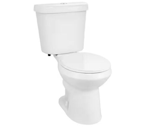 Glacier Bay 12 in. Rough in 2-Piece 1.0 GPF/1.28 GPF Dual Flush Round Toilet in White, Seat Included