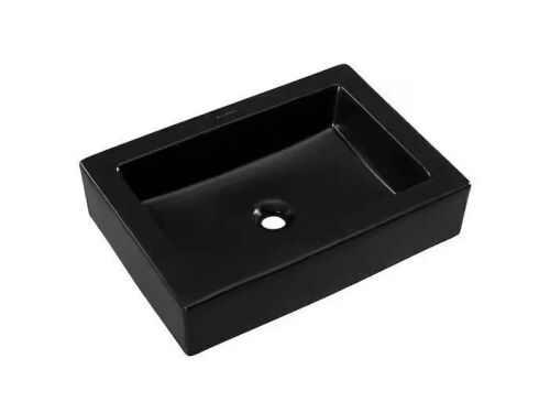 Swiss Madison Voltaire 22.5 in. Ceramic Rectangle Vessel Bathroom Sink, Matte Black