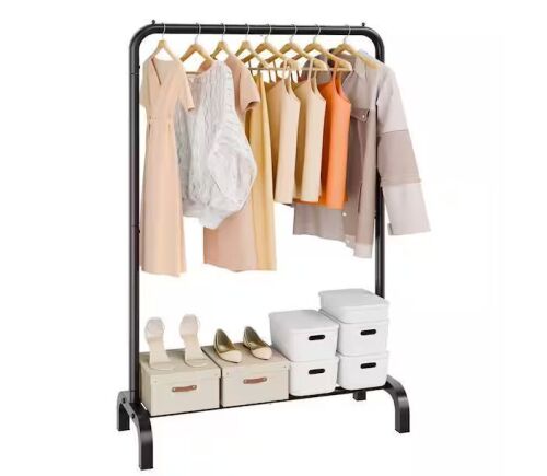 Heavy Duty Clothing Garment Rack with Hanging Rod and Bottom Storage Area