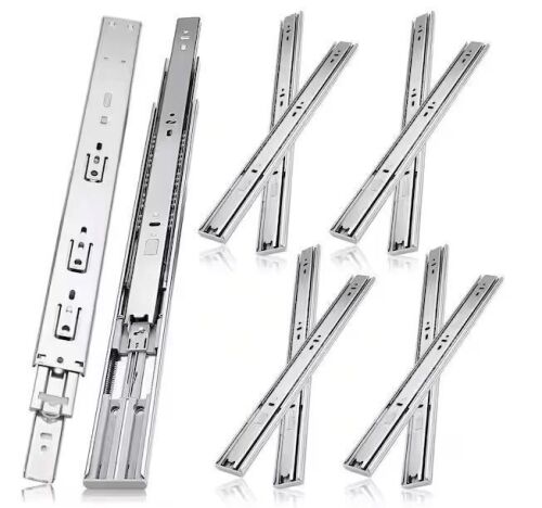 Lot of (2) Wudkey 4 Pairs 18 in. Soft Close Silver 3 Fold Full Extension Side Mount Cabinet Drawer Glides for Cabinet