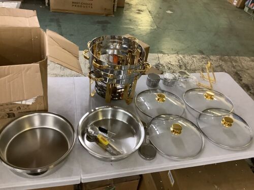 5 qt. 4-Pack, Stainless Steel Chafer with Pans and Glass Lid