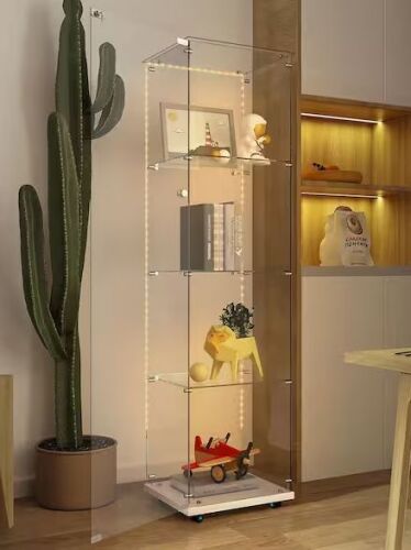 Dovelina Tempered Glass White 16 in. Display Cabinet for Sports Shoes and Collectible Showcase