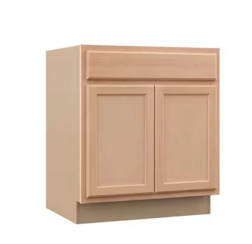 Hampton Bay Recessed Panel 30 in. W x 24 in. D x 34.5 in. H Assembled Sink Base Kitchen Cabinet in Unfinished - Small Blemish