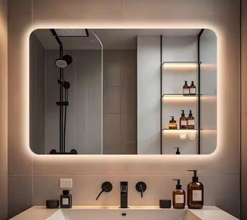 23.9 in. W x 35.9 in. H Rectangular Frameless LED Adjustable Backlit Large Area Anti-Fog Wall Mount Bathroom Mirror