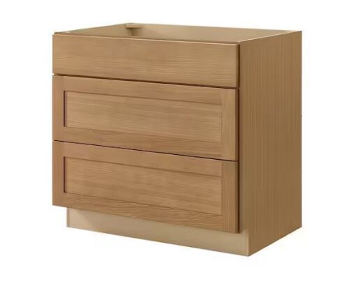 Hampton Bay Avondale 36 in. W x 24 in. D x 34.5 in. H Ready to Assemble Plywood Shaker Base Kitchen Cabinet in White Oak