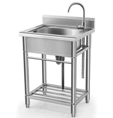 Stainless Steel Silver Utility Sink Free Standing