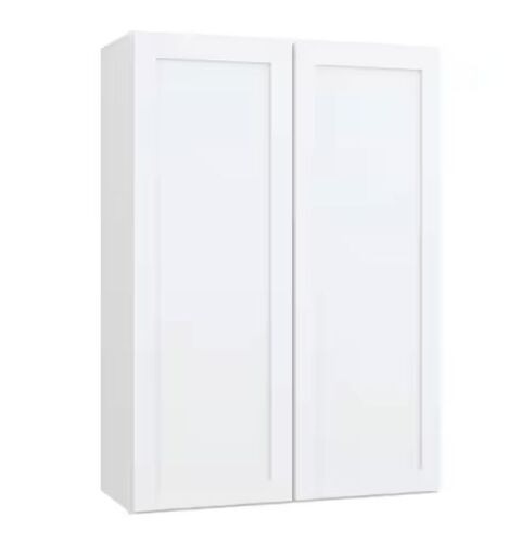 Hampton Bay Courtland 30 in. W x 12 in. D x 42 in. H Assembled Shaker Wall Kitchen Cabinet in Polar White