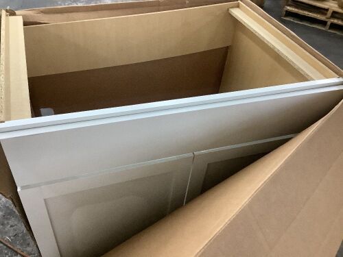 Hampton Bay Courtland 36 in. W x 24 in. D x 34.5 in. H Assembled Shaker Sink Base Kitchen Cabinet in Polar White