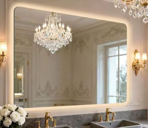 35.9 in. W x 47.9 in. H Rectangular Frameless LED Adjustable Backlit Large Area Anti-Fog Wall Mount Bathroom Mirror