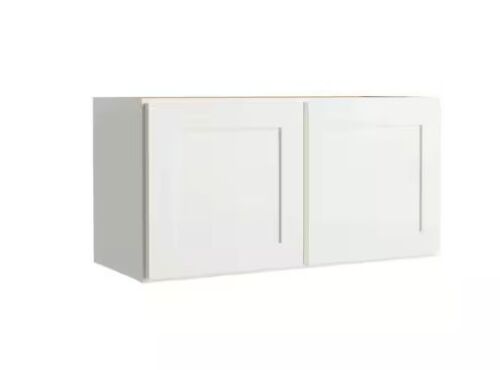 Hampton Bay Courtland 30 in. W x 12 in. D x 15 in. H Assembled Shaker Wall Bridge Kitchen Cabinet in Polar White