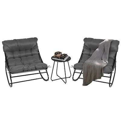 VINGLI Rocking Patio Chairs Set of 2 with Side Table