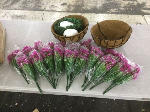 Faux Flower Hanging Baskets