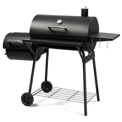 Barrel Charcoal Grill with Offset Smoker and Warming Rack