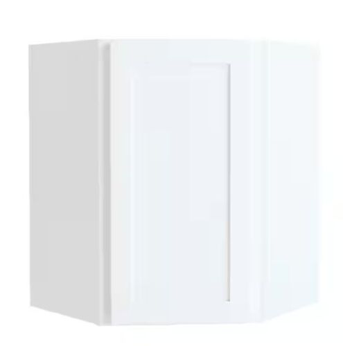 Hampton Bay Courtland 24 in. W x 24 in. D x 30 in. H Assembled Shaker Diagonal Corner Wall Kitchen Cabinet in Polar White