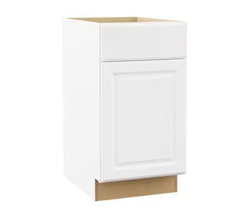 Hampton Bay Hampton 18 in. W x 24 in. D x 34.5 in. H Assembled Double Trash Can Base Kitchen Cabinet in Satin White