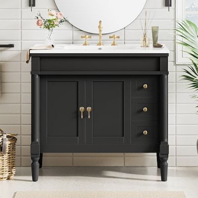 ModernLuxe Assembly Required 36inch Bathroom Vanity with Ceramic Sink Soft Close Doors Adjustable Shelves