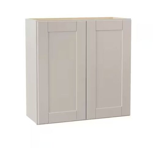Hampton Bay Shaker 30 in. W x 12 in. D x 30 in. H Assembled Wall Kitchen Cabinet in Dove Gray