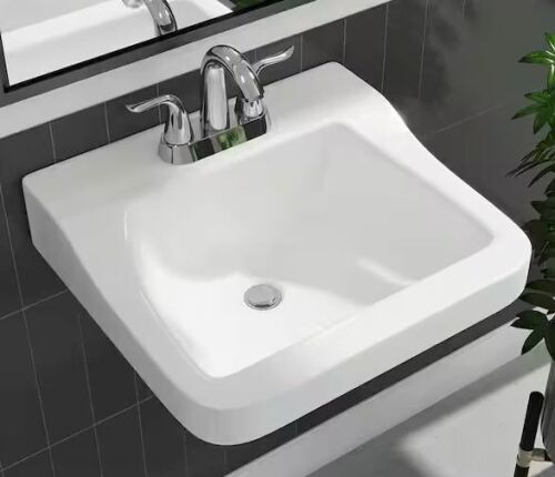 Glacier Bay Aragon 19 in. Rectangular Vitreous China Bathroom Sink in White