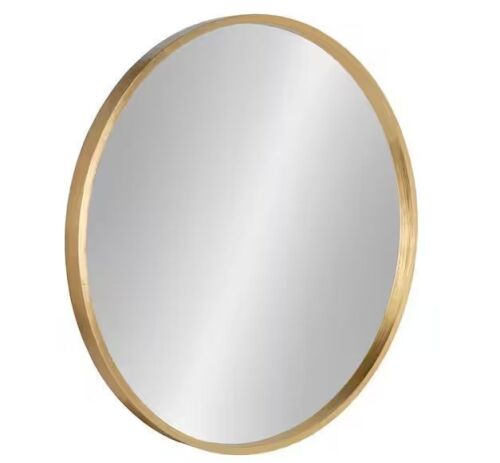 Kate and Laurel Medium Round Gold Contemporary Mirror (25.6 in. H x 25.6 in. W)
